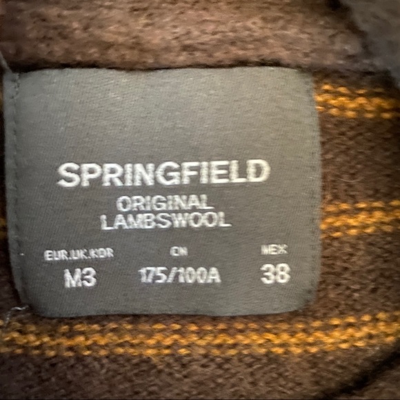 SpringField Brown Original Lambswool Cowlneck Striped Sweater - Picture 4 of 8
